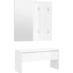 vidaXL Bancos-Juego de muebles de recibidor madera contrachapada