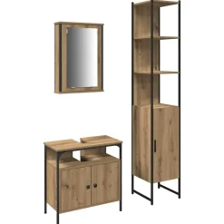 vidaXL Juego de muebles de baño con estante 3 pcs Roble artesanal Roble artisan Discount