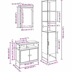 vidaXL Juego de muebles de baño con estante 3 pcs Roble artesanal Roble artisan Discount