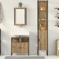 vidaXL Juego de muebles de baño con estante 3 pcs Roble artesanal Roble artisan Discount