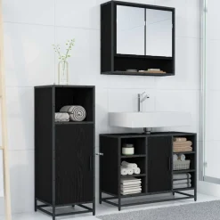 vidaXL Conjuntos De Muebles-Juego de muebles de baño 3 pcs Madera de ingeniería