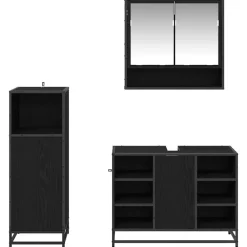 vidaXL Conjuntos De Muebles-Juego de muebles de baño 3 pcs Madera de ingeniería