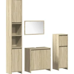 vidaXL Juego de muebles de baño 4 pzas contrachapada Roble Sonoma Sale