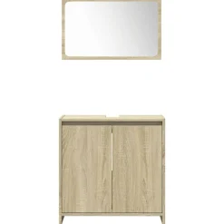 vidaXL Juego de muebles de baño 4 pzas contrachapada Roble Sonoma Sale