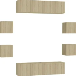 vidaXL Muebles Tv-Juego de muebles de salón 8 piezas