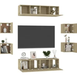 vidaXL Muebles Tv-Juego de muebles de salón 8 piezas