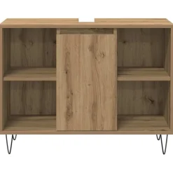 vidaXL Conjuntos De Muebles-Juego de muebles de baño con estante 3 pcs Roble artesanal