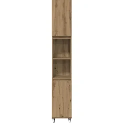 vidaXL Conjuntos De Muebles-Juego de muebles de baño con estante 3 pcs Roble artesanal