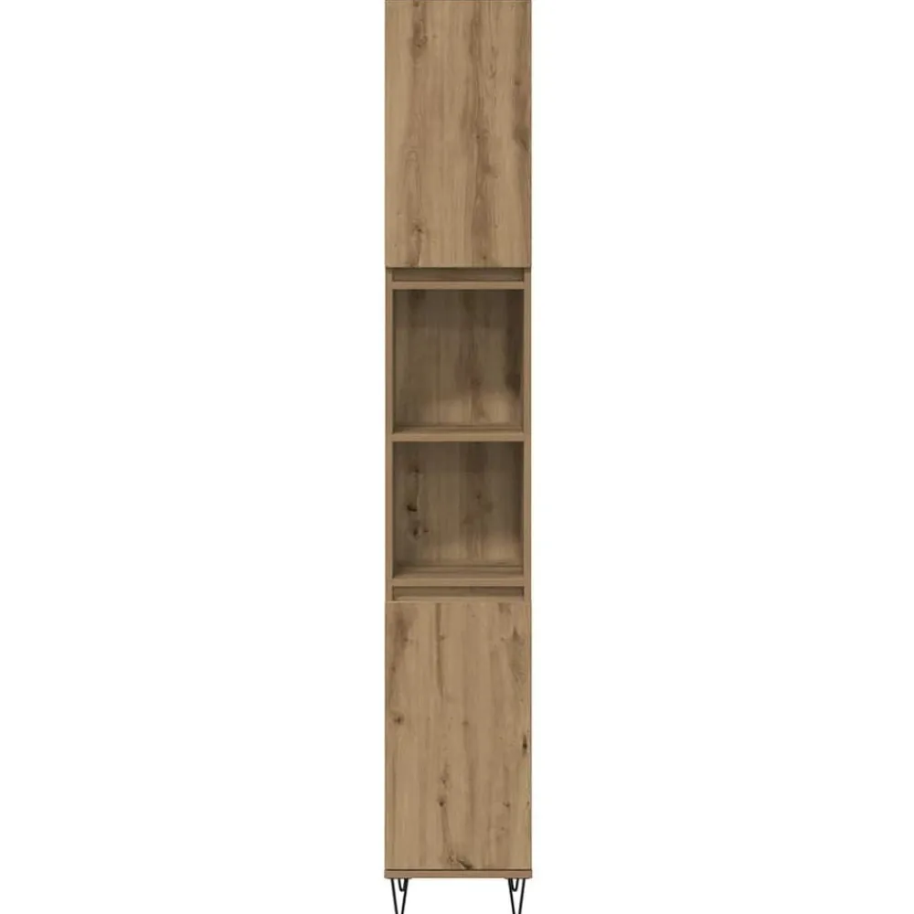vidaXL Conjuntos De Muebles-Juego de muebles de baño con estante 3 pcs Roble artesanal