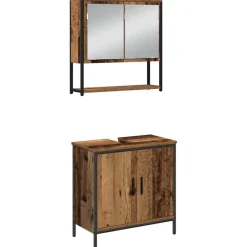 vidaXL Juego de muebles de baño 3 pcs Marrón Madera contrachapada Madera vieja