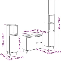 vidaXL Conjuntos De Muebles-Juego de muebles de baño 3 pcs 30 x 30 x 190 cm