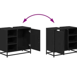 vidaXL Juego de muebles de baño 2 pcs Madera de ingeniería Roble negro Discount