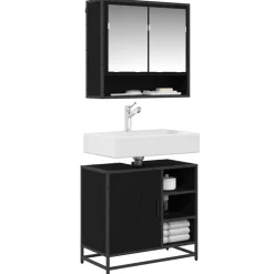 vidaXL Juego de muebles de baño 2 pcs Madera de ingeniería Roble negro Discount