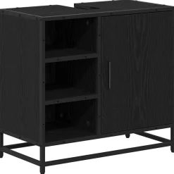 vidaXL Juego de muebles de baño 2 pcs Madera de ingeniería Roble negro Discount