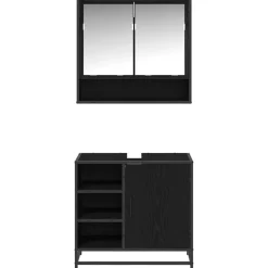 vidaXL Juego de muebles de baño 2 pcs Madera de ingeniería Roble negro Discount