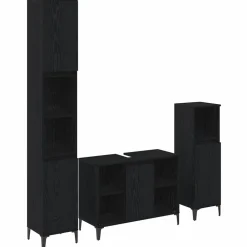 vidaXL Juego de muebles de baño 3 pcs Madera contrachapada Roble negro Hot
