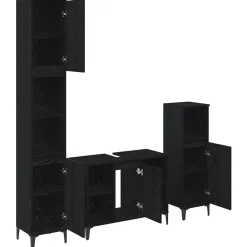 vidaXL Juego de muebles de baño 3 pcs Madera contrachapada Roble negro Hot