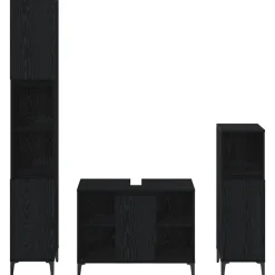 vidaXL Juego de muebles de baño 3 pcs Madera contrachapada Roble negro Hot