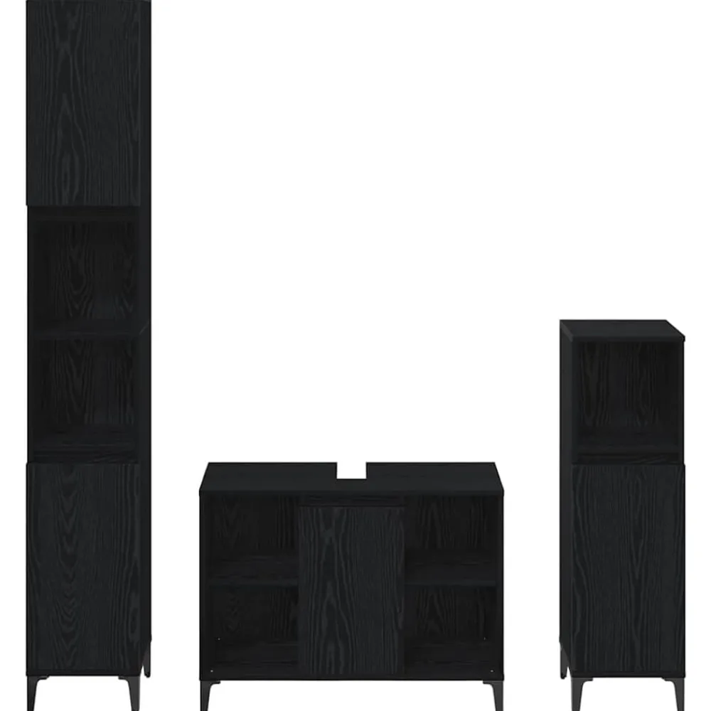 vidaXL Juego de muebles de baño 3 pcs Madera contrachapada Roble negro Hot