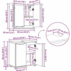 vidaXL Conjuntos De Muebles-Juego de muebles de baño con cajón Manual 3 pcs Gris Concreto