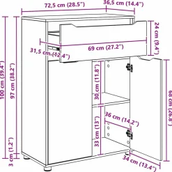 vidaXL Conjuntos De Muebles-Juego de muebles de baño con cajón Manual 3 pcs Gris Concreto