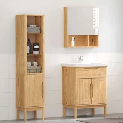 vidaXL Juego de muebles de baño con estante FLORO 2 pcs Marrón cera Marr&oacute;n cera Clearance