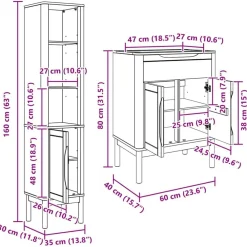 vidaXL Juego de muebles de baño con estante FLORO 2 pcs Marrón cera Marr&oacute;n cera Clearance
