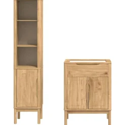 vidaXL Juego de muebles de baño con estante FLORO 2 pcs Marrón cera Marr&oacute;n cera Clearance