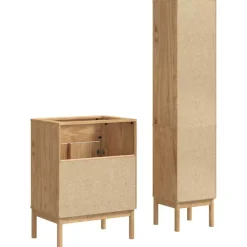 vidaXL Juego de muebles de baño con estante FLORO 2 pcs Marrón cera Marr&oacute;n cera Clearance