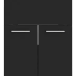 vidaXL Juego de muebles de baño madera de ingeniería Negro Outlet