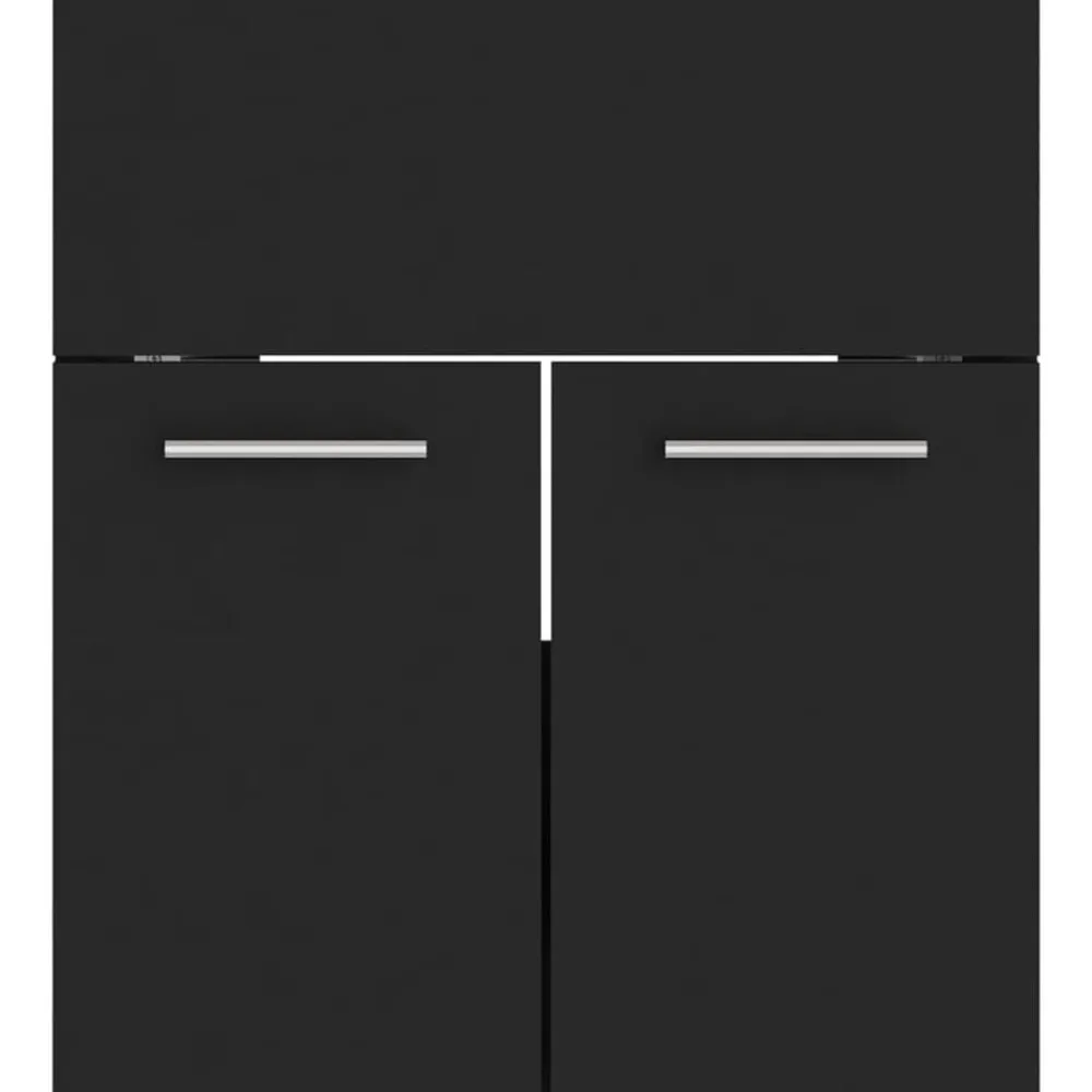 vidaXL Juego de muebles de baño madera de ingeniería Negro Outlet