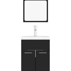 vidaXL Juego de muebles de baño madera de ingeniería Negro Outlet