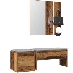 vidaXL Bancos-Juego de muebles de recibidor madera ingeniería