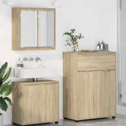vidaXL Juego de muebles de baño con cajón con rueda 3 pcs Roble Sonoma Hot