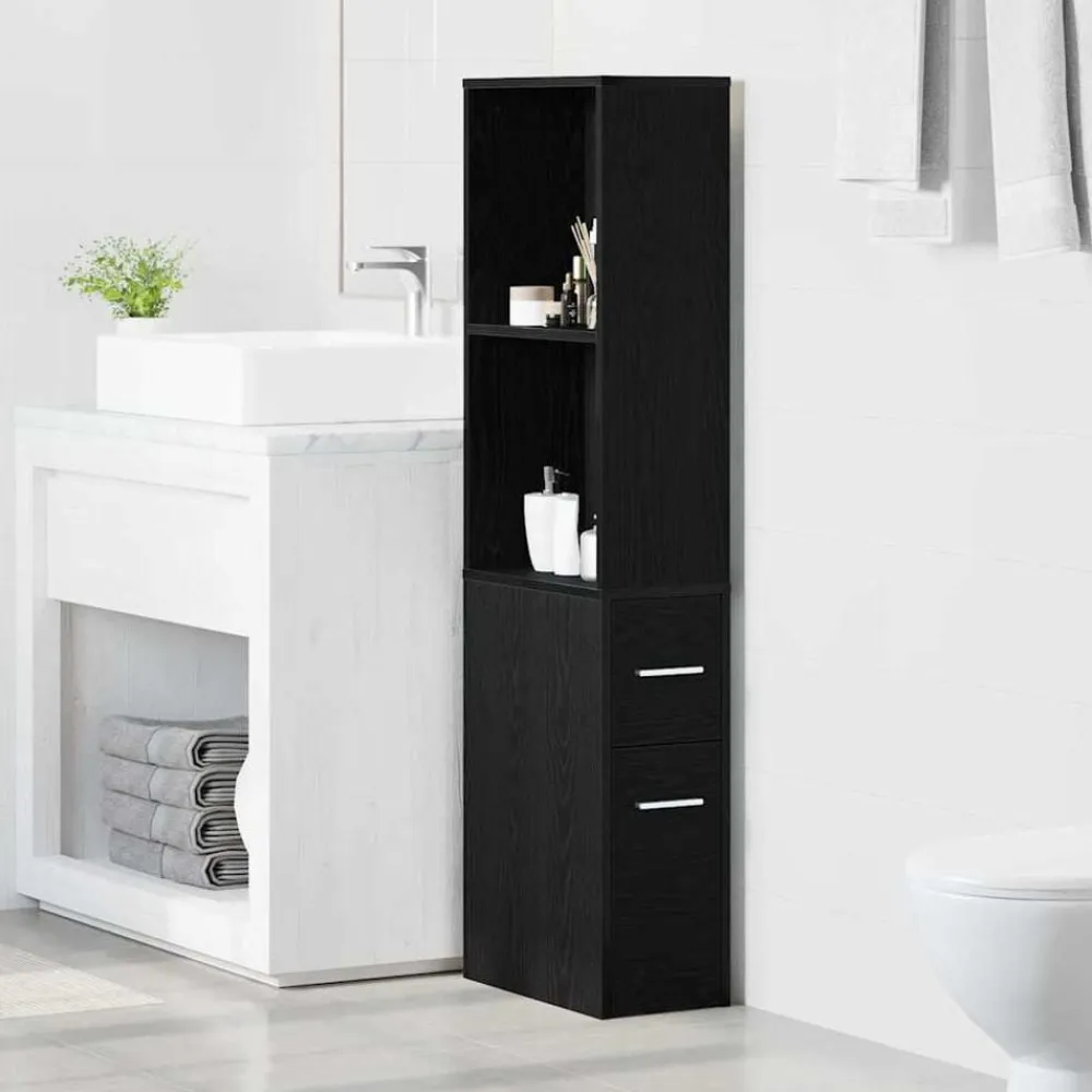 vidaXL Juego de muebles de baño 22 x 41 x 135 cm Roble negro Sale