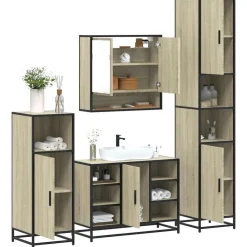 vidaXL Juego de muebles de baño 4 pzas contrachapada Roble Sonoma Clearance