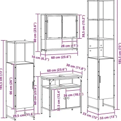 vidaXL Juego de muebles de baño con estante 4 pcs Roble artisan Clearance