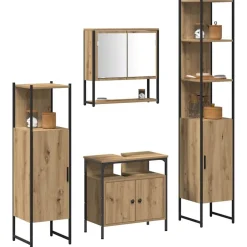 vidaXL Juego de muebles de baño con estante 4 pcs Roble artisan Clearance
