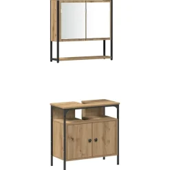vidaXL Juego de muebles de baño con estante 4 pcs Roble artisan Clearance