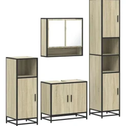 vidaXL Conjuntos De Muebles-Juego de muebles de baño 4 pzas contrachapada