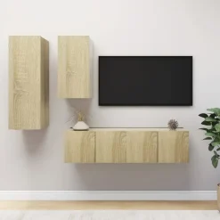 vidaXL Muebles Tv-Juego de muebles de salón 4 piezas