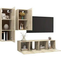 vidaXL Muebles Tv-Juego de muebles de salón 4 piezas