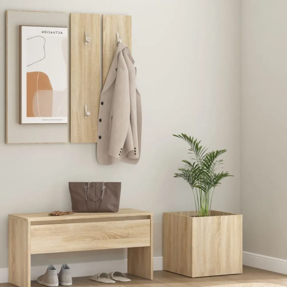 vidaXL Bancos-Juego de muebles de recibidor madera contrachapada