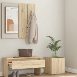 vidaXL Bancos-Juego de muebles de recibidor madera contrachapada