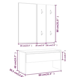 vidaXL Bancos-Juego de muebles de recibidor madera contrachapada