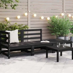 vidaXL Juego de muebles de jardín 3 piezas madera maciza de pino Negro Online