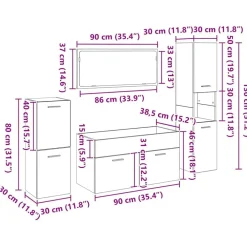vidaXL Conjuntos De Muebles-Juego de muebles de baño 4 pcs Madera de ingeniería