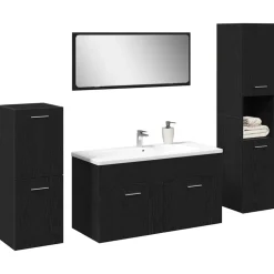 vidaXL Conjuntos De Muebles-Juego de muebles de baño 4 pcs Madera de ingeniería