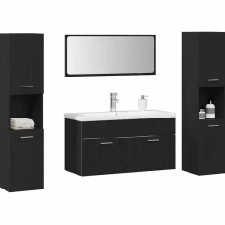 vidaXL Conjuntos De Muebles-Juego de muebles de baño 4 pcs Madera de ingeniería