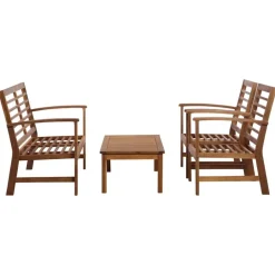 vidaXL Muebles De Jardín-Juego de muebles de jardín 4 piezas madera maciza de acacia